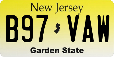 NJ license plate B97VAW