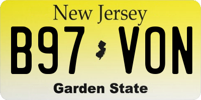 NJ license plate B97VON