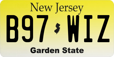 NJ license plate B97WIZ