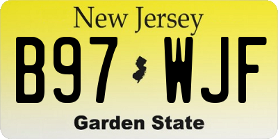 NJ license plate B97WJF