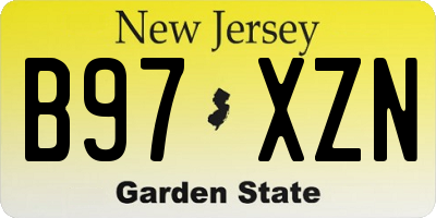 NJ license plate B97XZN