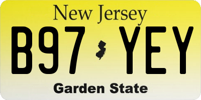 NJ license plate B97YEY