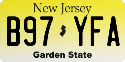 NJ license plate B97YFA