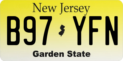 NJ license plate B97YFN