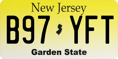 NJ license plate B97YFT