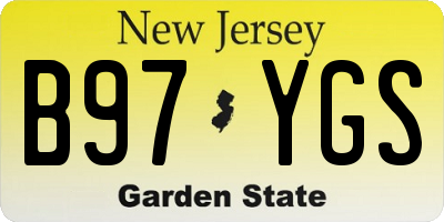 NJ license plate B97YGS