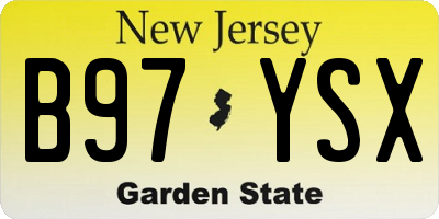 NJ license plate B97YSX