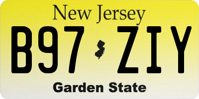 NJ license plate B97ZIY