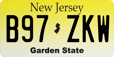 NJ license plate B97ZKW