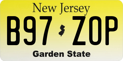NJ license plate B97ZOP