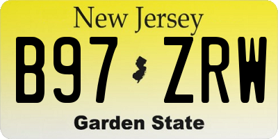 NJ license plate B97ZRW
