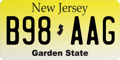 NJ license plate B98AAG
