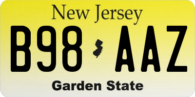 NJ license plate B98AAZ