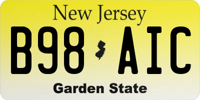 NJ license plate B98AIC