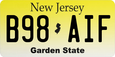 NJ license plate B98AIF