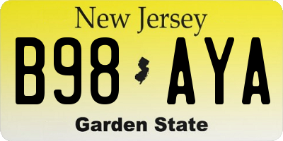 NJ license plate B98AYA