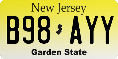 NJ license plate B98AYY
