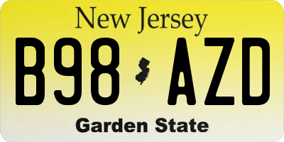NJ license plate B98AZD