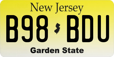 NJ license plate B98BDU