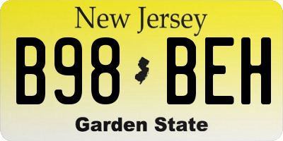 NJ license plate B98BEH