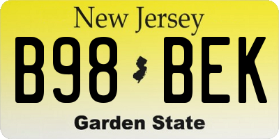 NJ license plate B98BEK