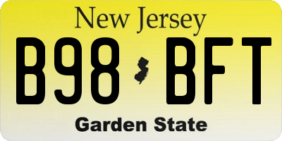 NJ license plate B98BFT