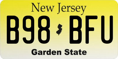 NJ license plate B98BFU