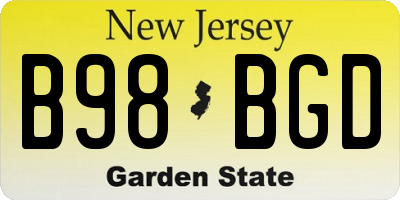 NJ license plate B98BGD