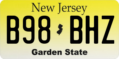 NJ license plate B98BHZ