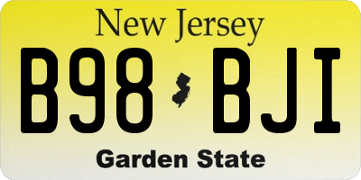 NJ license plate B98BJI