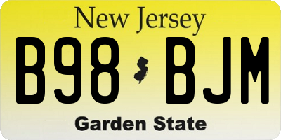 NJ license plate B98BJM