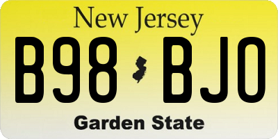 NJ license plate B98BJO