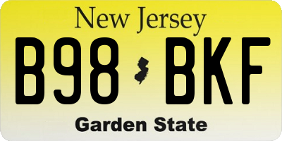 NJ license plate B98BKF