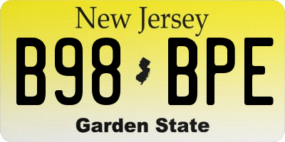 NJ license plate B98BPE