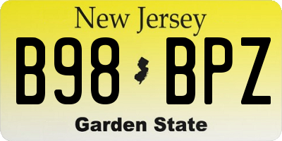 NJ license plate B98BPZ