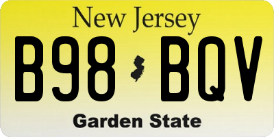 NJ license plate B98BQV