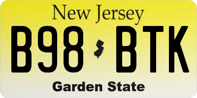 NJ license plate B98BTK