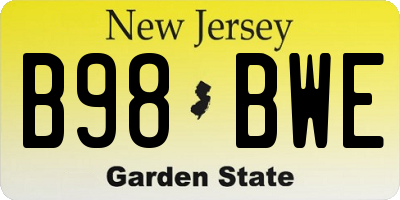 NJ license plate B98BWE