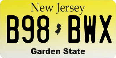 NJ license plate B98BWX