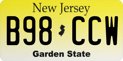 NJ license plate B98CCW