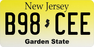 NJ license plate B98CEE