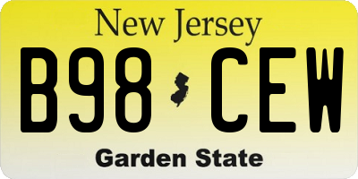 NJ license plate B98CEW