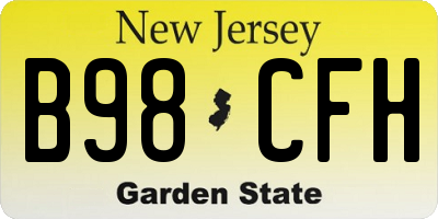 NJ license plate B98CFH