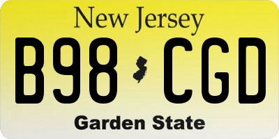 NJ license plate B98CGD