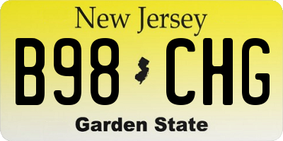 NJ license plate B98CHG