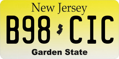 NJ license plate B98CIC
