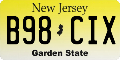 NJ license plate B98CIX