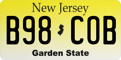 NJ license plate B98COB