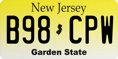 NJ license plate B98CPW