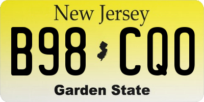 NJ license plate B98CQO